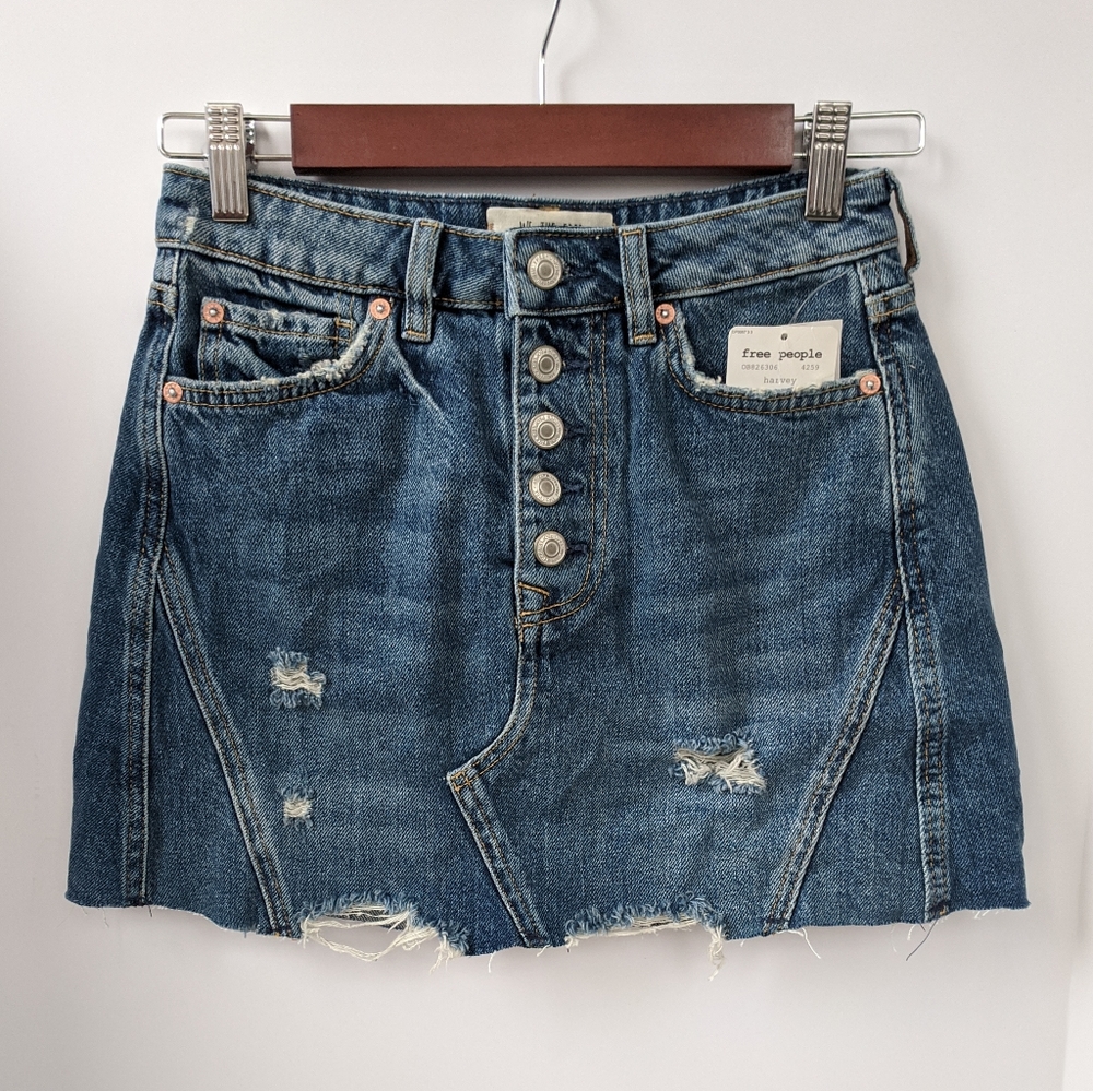 Free People A-line Denim Mini Skirt NWT